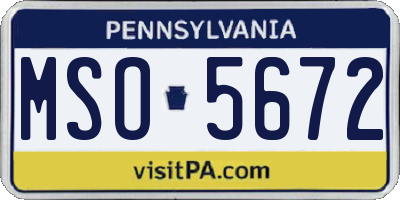 PA license plate MSO5672