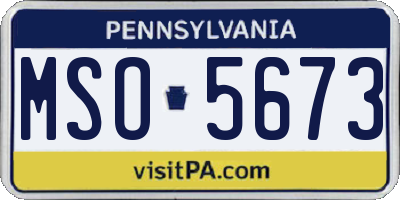 PA license plate MSO5673