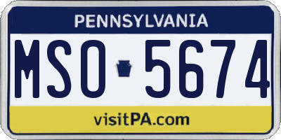 PA license plate MSO5674