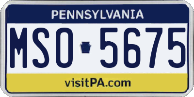 PA license plate MSO5675
