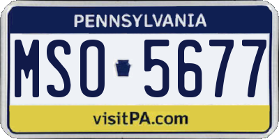 PA license plate MSO5677