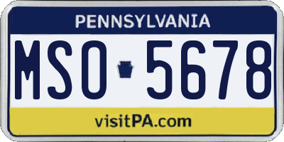 PA license plate MSO5678