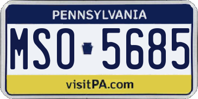 PA license plate MSO5685