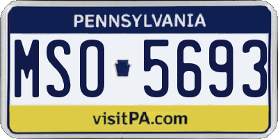 PA license plate MSO5693