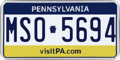 PA license plate MSO5694