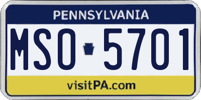 PA license plate MSO5701
