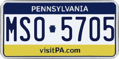 PA license plate MSO5705