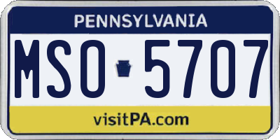 PA license plate MSO5707