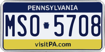 PA license plate MSO5708