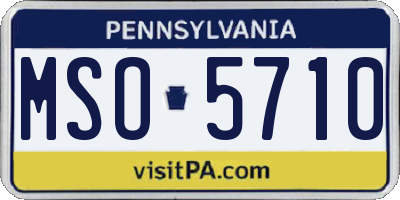 PA license plate MSO5710