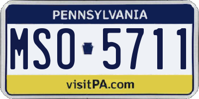 PA license plate MSO5711