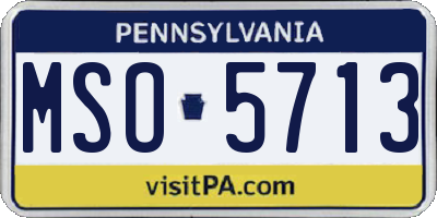 PA license plate MSO5713
