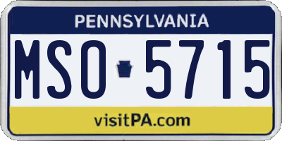 PA license plate MSO5715
