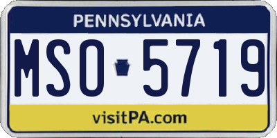 PA license plate MSO5719