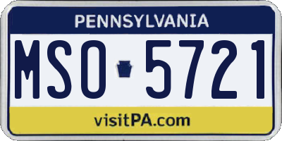 PA license plate MSO5721