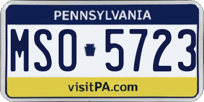 PA license plate MSO5723