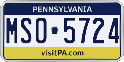 PA license plate MSO5724