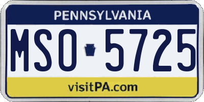 PA license plate MSO5725