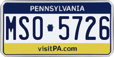 PA license plate MSO5726