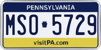 PA license plate MSO5729