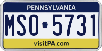 PA license plate MSO5731