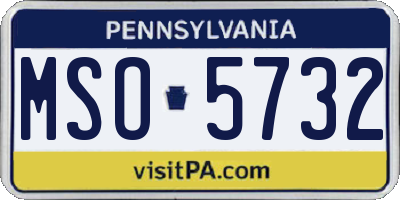 PA license plate MSO5732