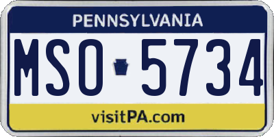PA license plate MSO5734