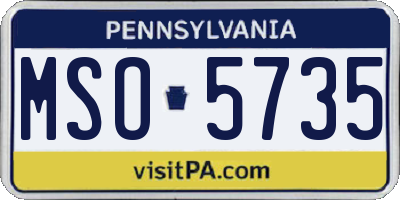 PA license plate MSO5735