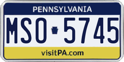 PA license plate MSO5745