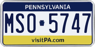 PA license plate MSO5747