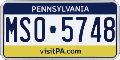 PA license plate MSO5748