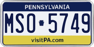 PA license plate MSO5749