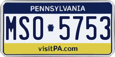 PA license plate MSO5753