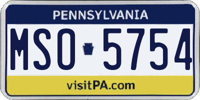 PA license plate MSO5754