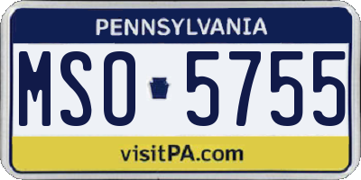 PA license plate MSO5755