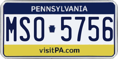PA license plate MSO5756