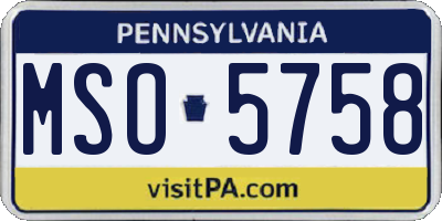 PA license plate MSO5758