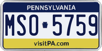 PA license plate MSO5759