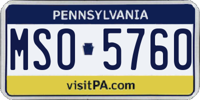 PA license plate MSO5760
