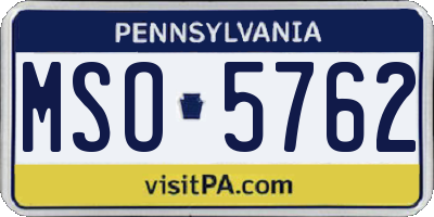 PA license plate MSO5762