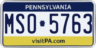 PA license plate MSO5763