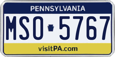 PA license plate MSO5767