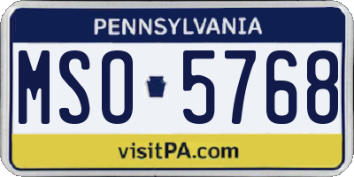 PA license plate MSO5768