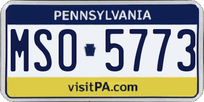 PA license plate MSO5773