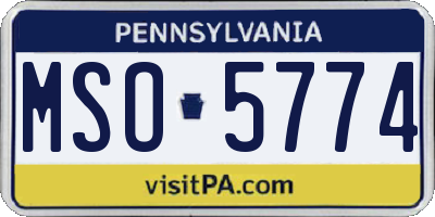 PA license plate MSO5774