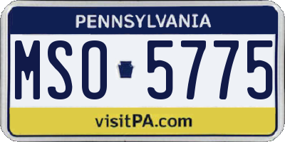 PA license plate MSO5775