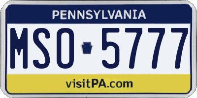 PA license plate MSO5777