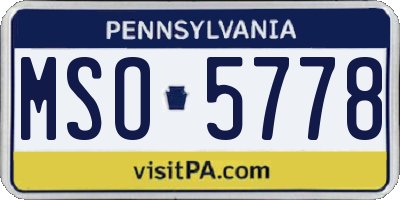 PA license plate MSO5778