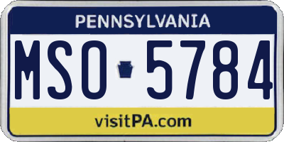 PA license plate MSO5784