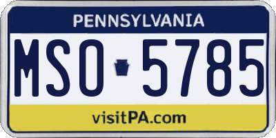 PA license plate MSO5785